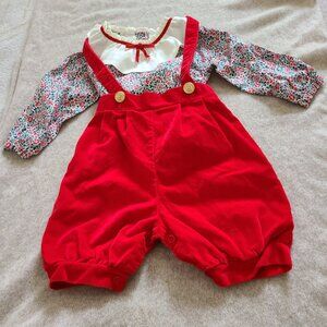 Janie & Jack Holiday Baby Top Only 18–24M Floral Ruffle Collar Christmas Lined